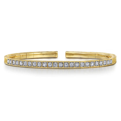 Demure - 14K Yellow Gold Diamond Bangle
