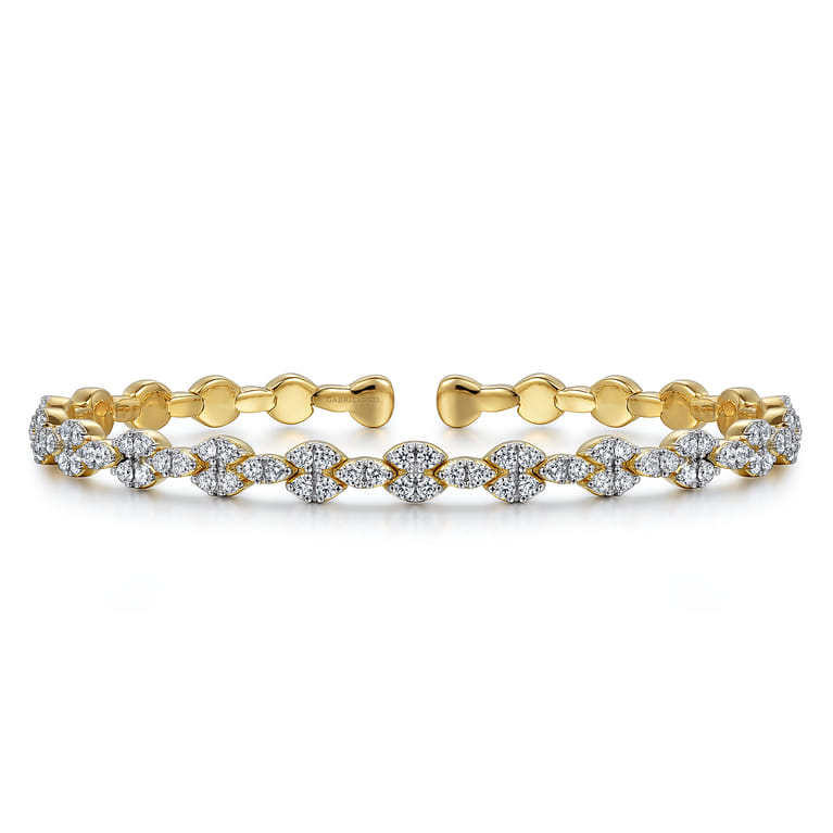Demure - 14K Yellow Gold Diamond Bangle - 1.75 ct - Shot 1