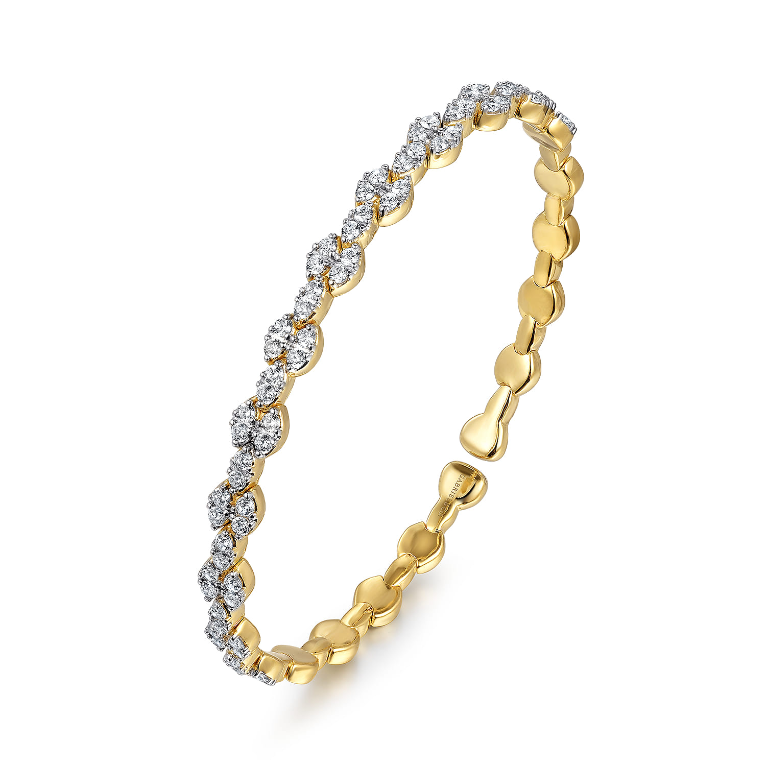 Demure - 14K Yellow Gold Diamond Bangle - 1.75 ct - Shot 2