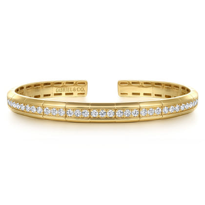 Demure - 14K Yellow Gold Diamond Cuff Bangle Bracelet