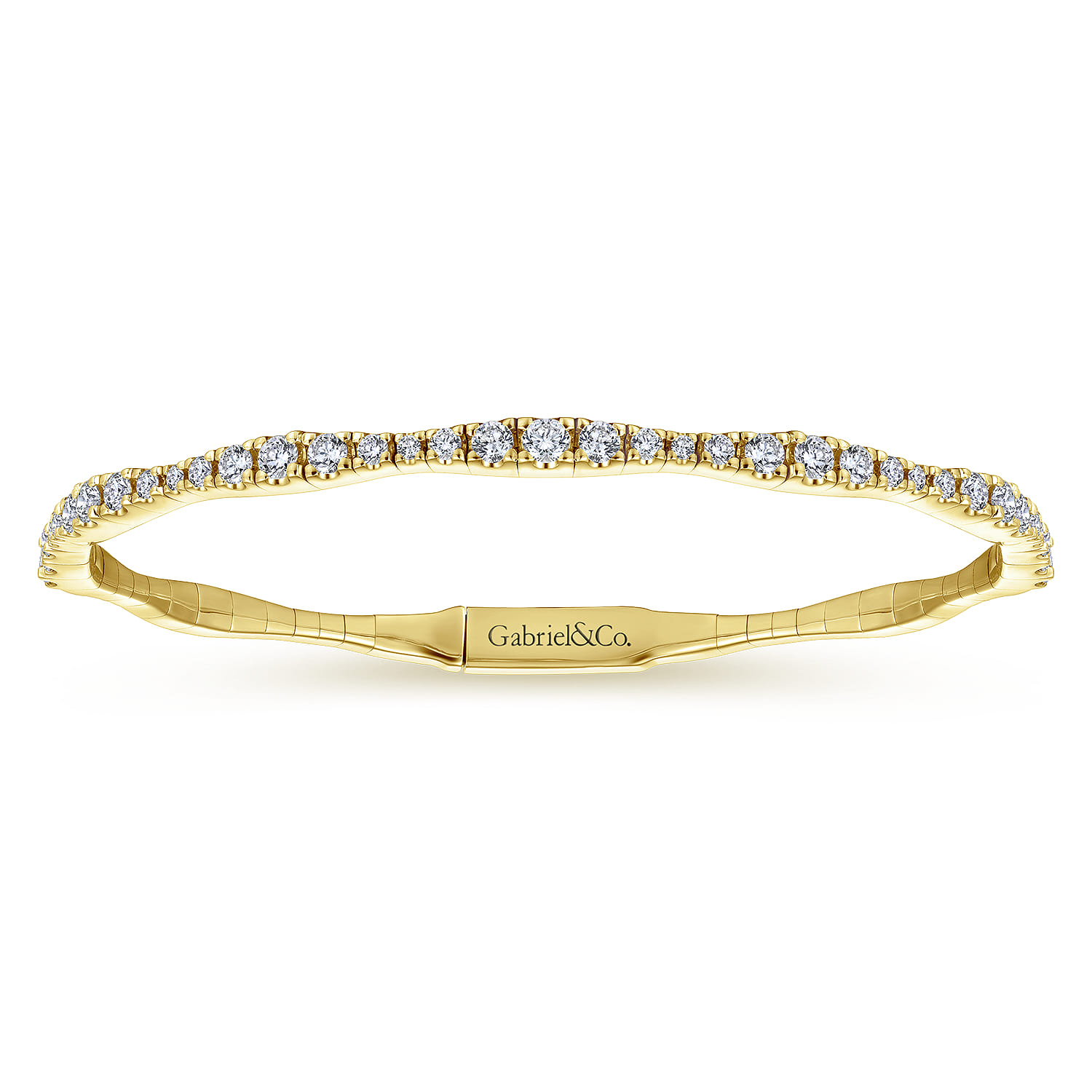 Demure - 14K Yellow Gold Diamond Station Bangle - 1.1 ct - Shot 1