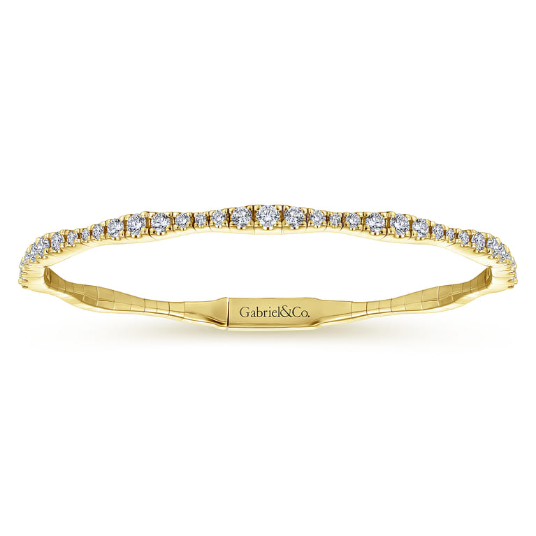 Demure - 14K Yellow Gold Diamond Station Bangle - 1.1 ct - Shot 1