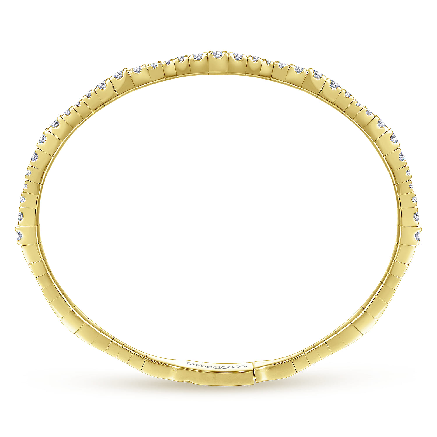 Demure - 14K Yellow Gold Diamond Station Bangle - 1.1 ct - Shot 3
