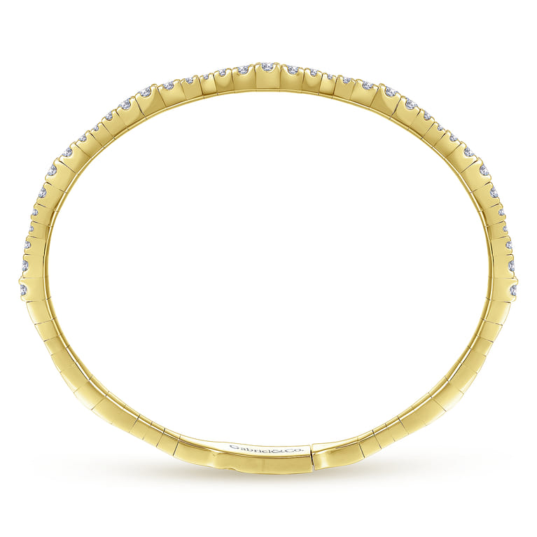 Demure - 14K Yellow Gold Diamond Station Bangle - 1.1 ct - Shot 3