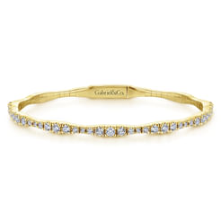 14K Yellow Gold Diamond Station Bangle
