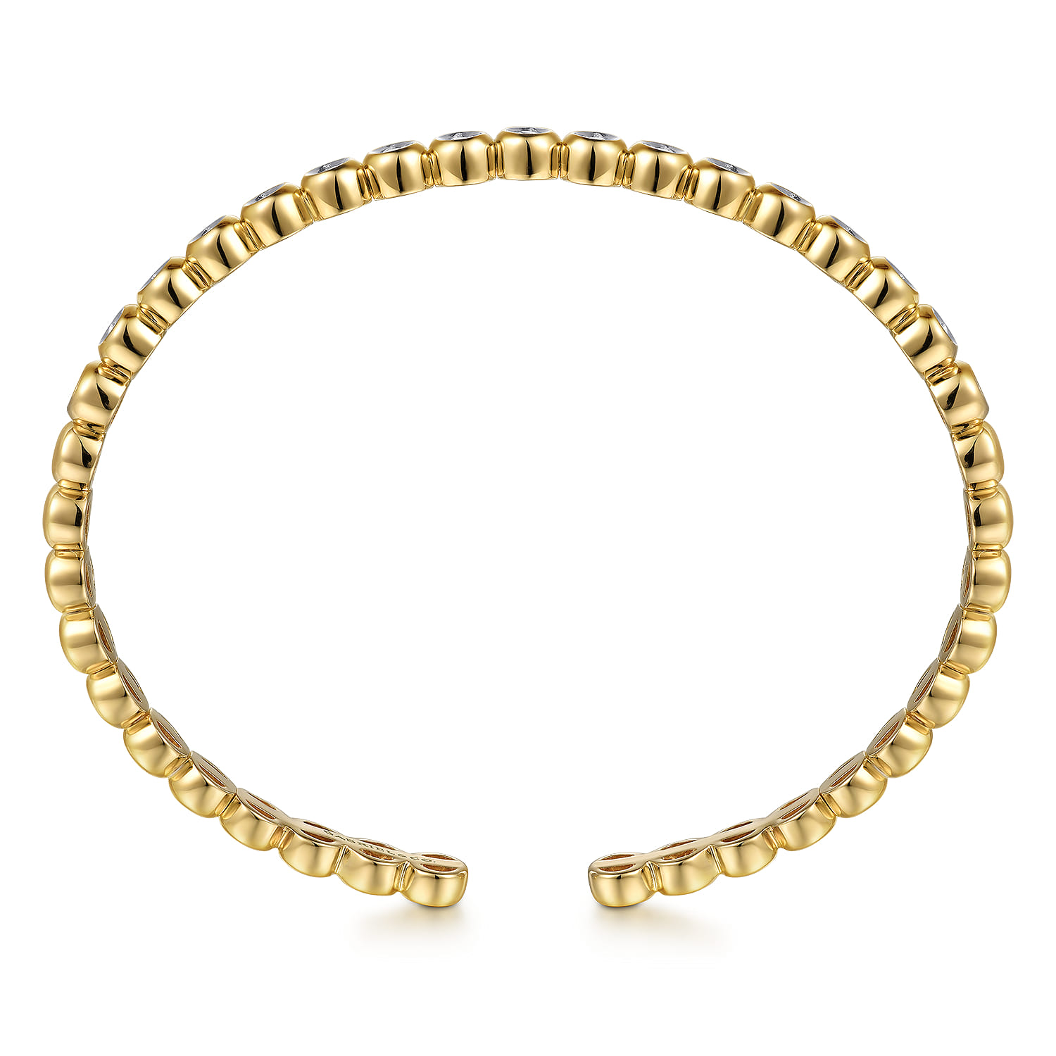 Demure - 14K Yellow Gold Diamond Station Open Bangle - 0.4 ct - Shot 3