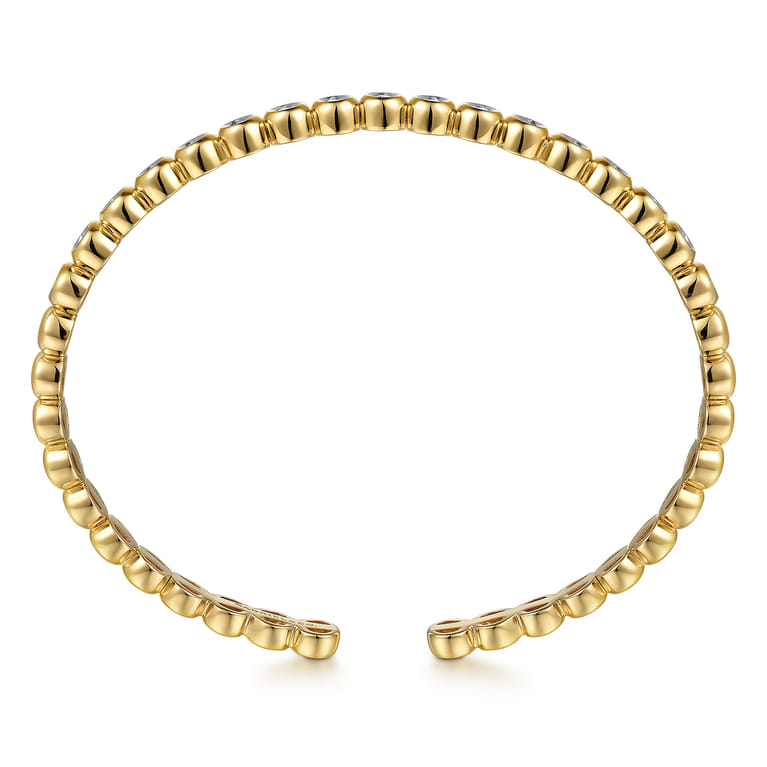 Demure - 14K Yellow Gold Diamond Station Open Bangle - 0.4 ct - Shot 3