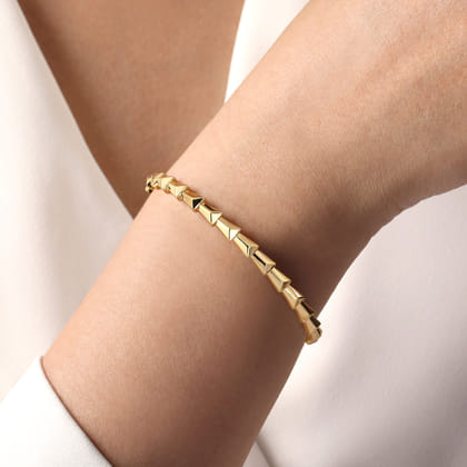 Demure - 14K Yellow Gold Geometric Cuff Bangle Bracelet
