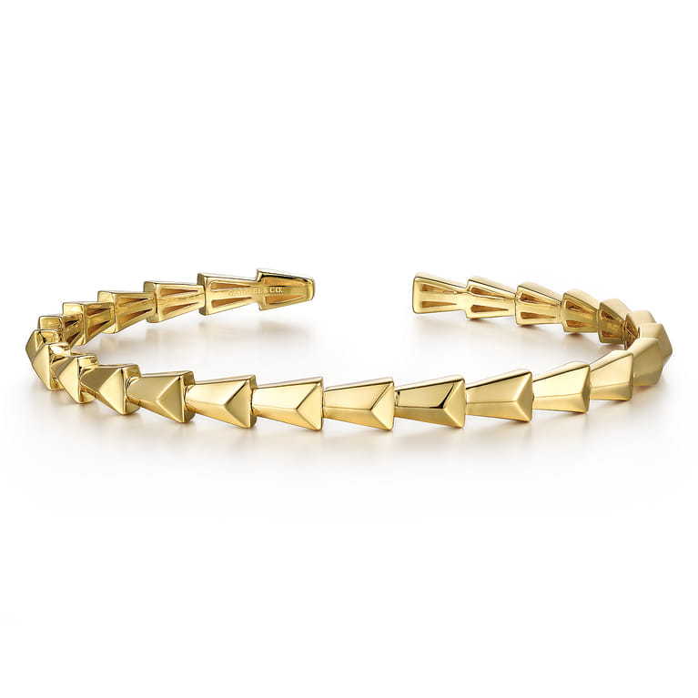 Demure - 14K Yellow Gold Geometric Open Bangle in size 6.5 - Shot 1