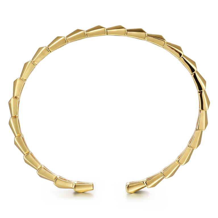 Demure - 14K Yellow Gold Geometric Open Bangle - Shot 3
