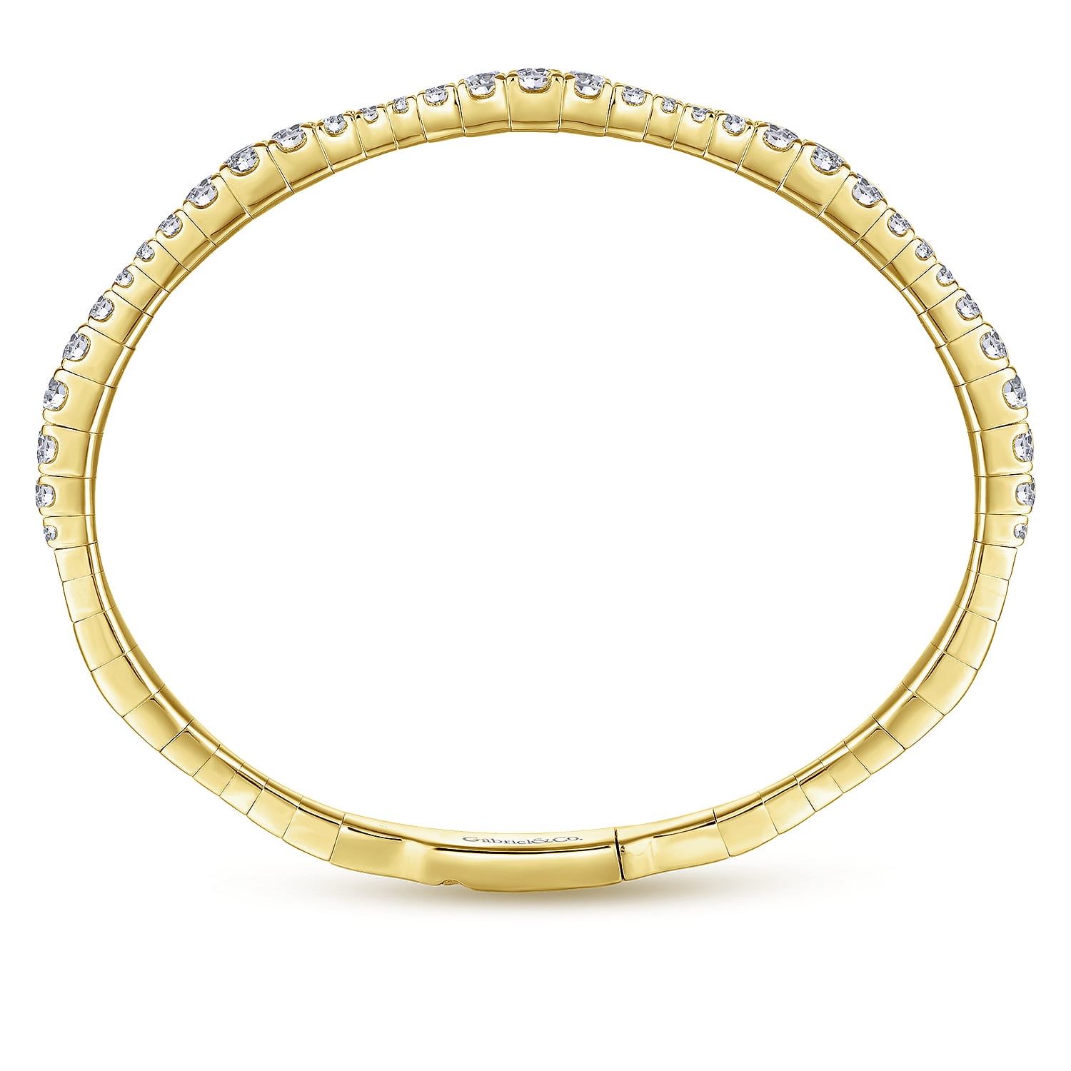 Demure - 14K Yellow Gold Graduating Diamond Station Bangle - 2 ct - Shot 3