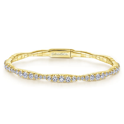 Demure - 14K Yellow Gold Graduating Diamond Station Bangle