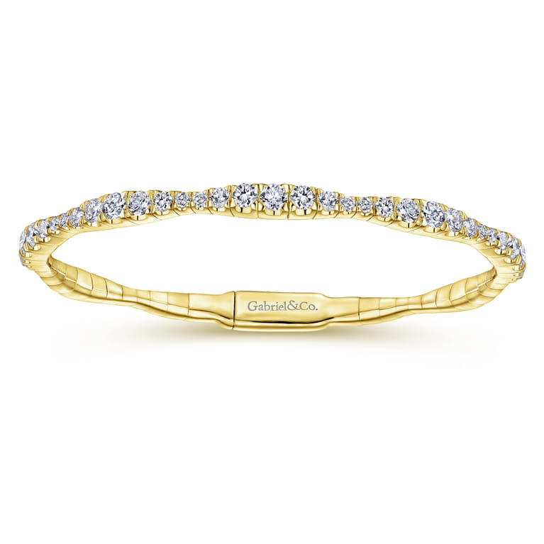 Demure - 14K Yellow Gold Graduating Diamond Station Bangle - 2.15 ct - Shot 1