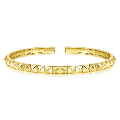 Demure - 14K Yellow Gold Grommet Open Cuff Bracelet