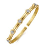 Demure - 14K Yellow Gold Open Bangle Bracelet with Diamond Stations - 0.18 ct