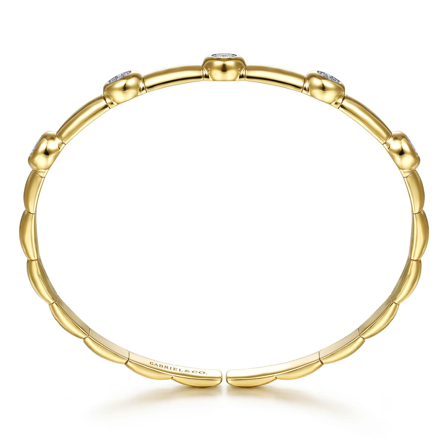 Demure - 14K Yellow Gold Open Bangle Bracelet with Diamond Stations - 0.18 ct - Shot 3