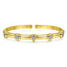 Demure - 14K Yellow Gold Open Bangle with Diamond Stations - 0.17 ct
