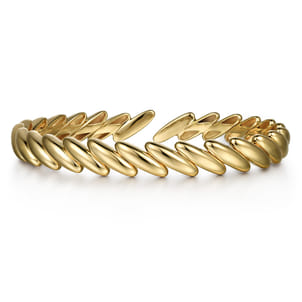 Demure - 14K Yellow Gold Open Leaf Cuff Bracelet