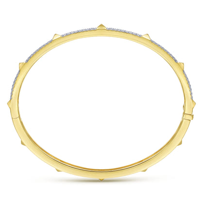 Demure - 14K Yellow Gold Pave Diamond Bangle with Pyramid Stations