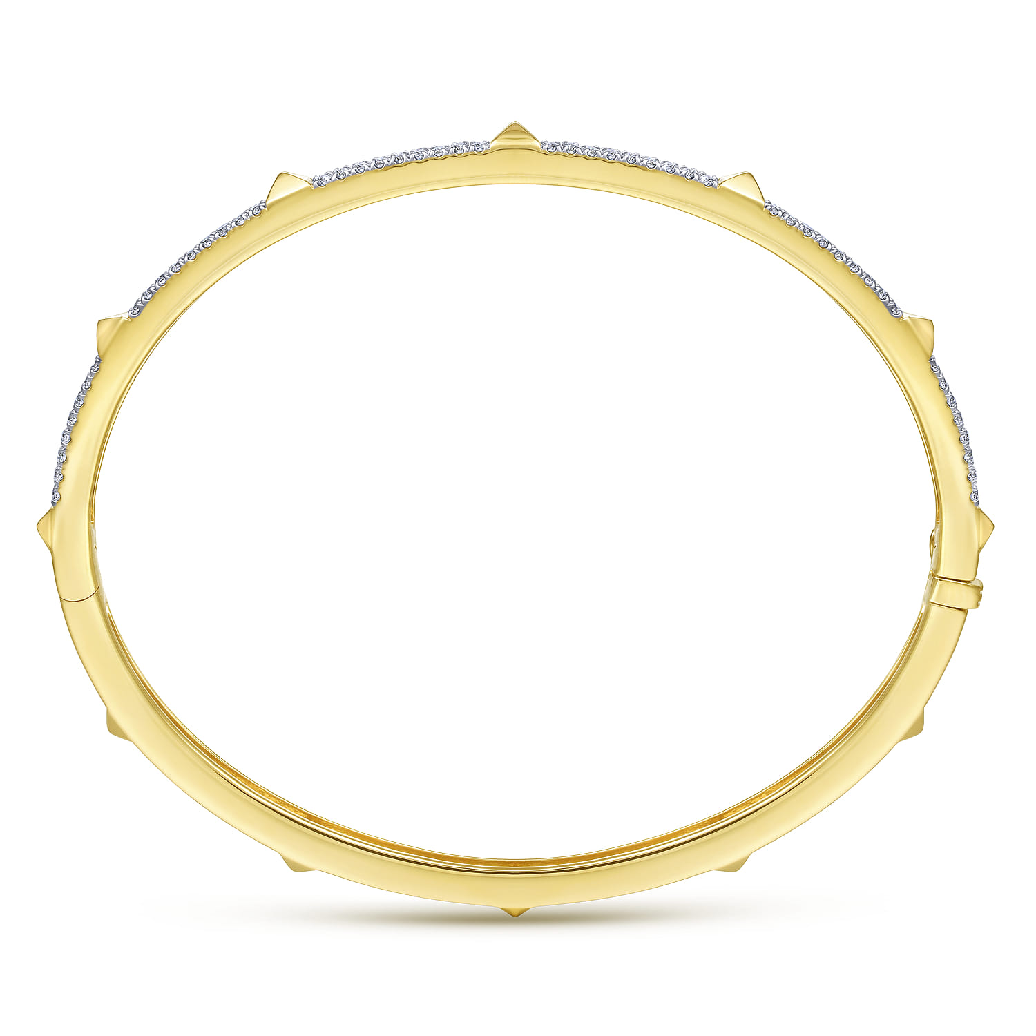 Demure - 14K Yellow Gold Pave Diamond Bangle with Pyramid Stations - 0.75 ct - Shot 3