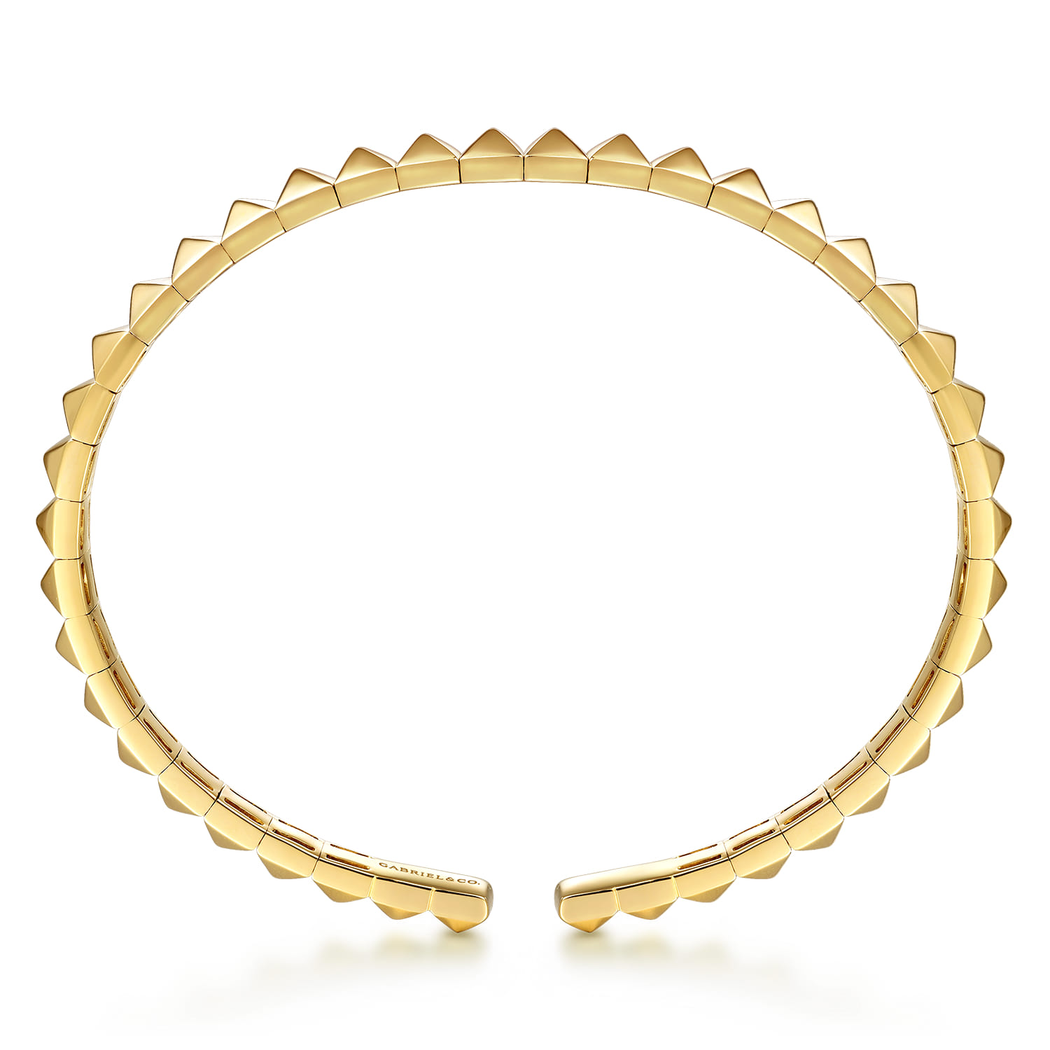 Demure - 14K Yellow Gold Pyramid Cuff Bangle Bracelet - Shot 3