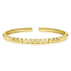 Demure - 14K Yellow Gold Pyramid Cuff Bracelet