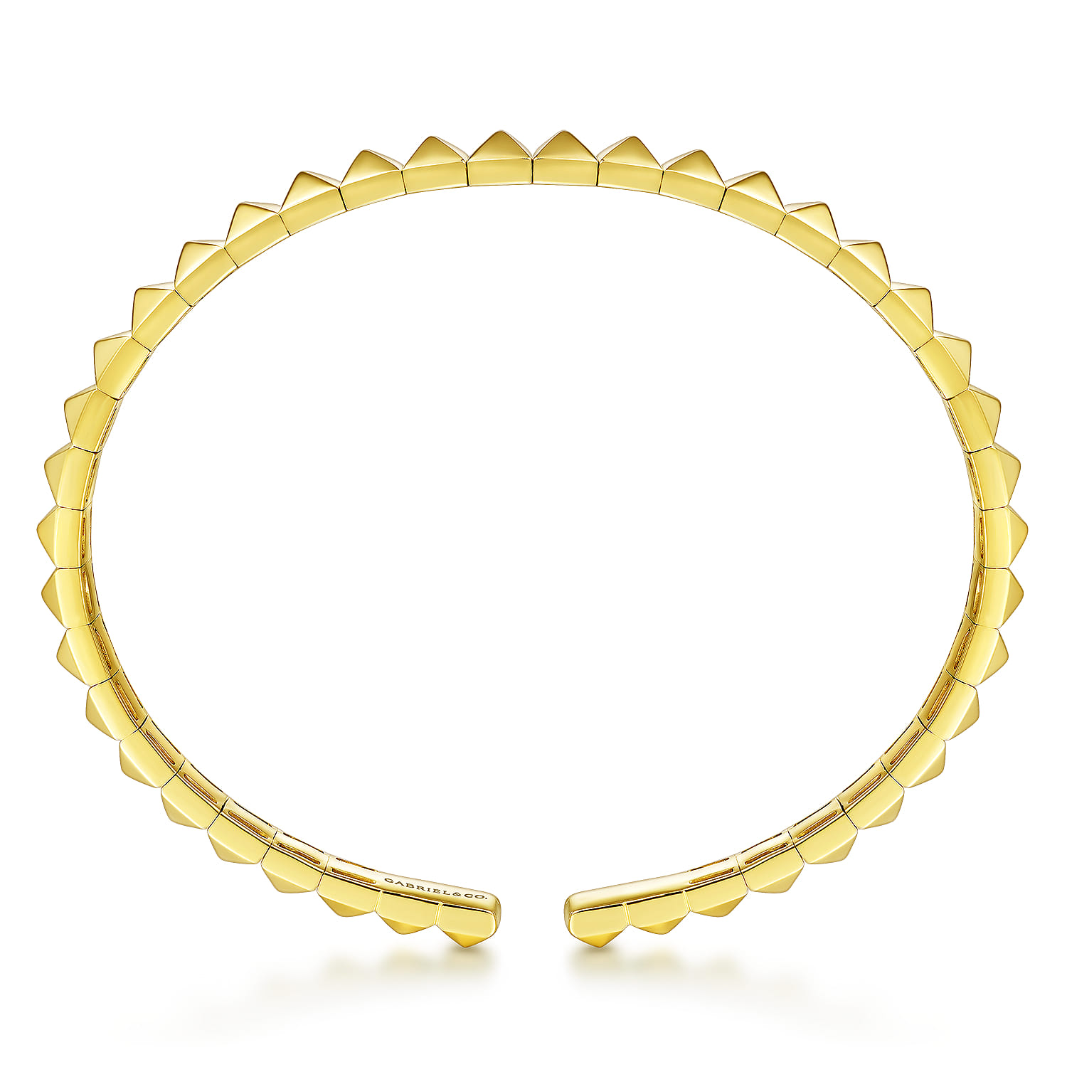 Demure - 14K Yellow Gold Pyramid Cuff Bracelet - Shot 3