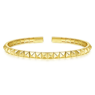 Demure - 14K Yellow Gold Pyramid Cuff Bracelet