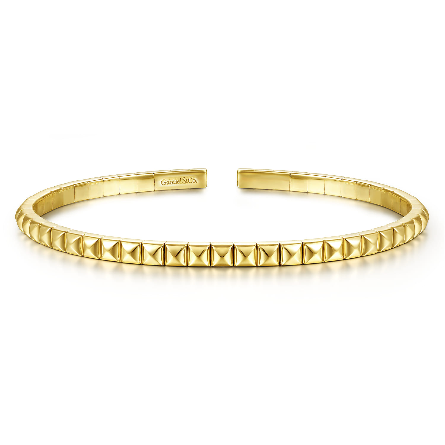 Demure - 14K Yellow Gold Pyramid Cuff Bracelet - Shot 1