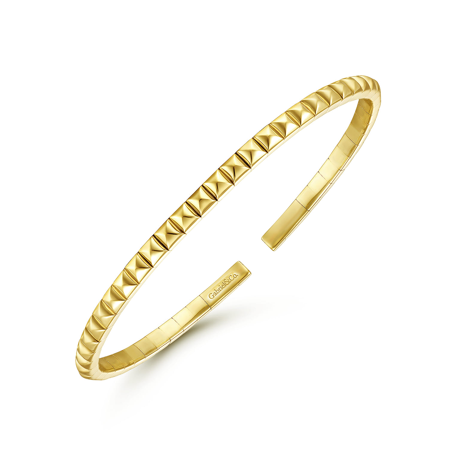 Demure - 14K Yellow Gold Pyramid Cuff Bracelet - Shot 2