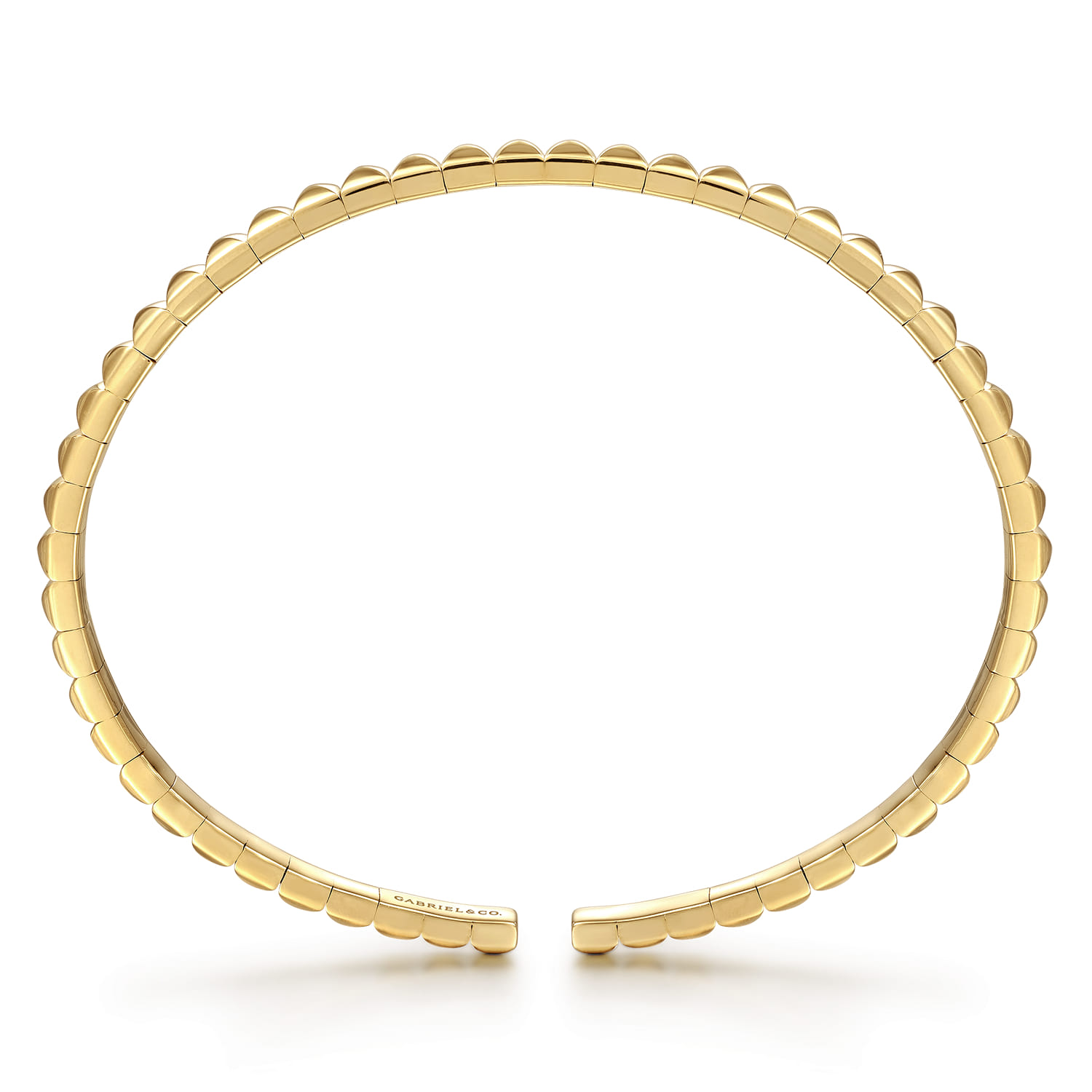 Demure - 14K Yellow Gold Pyramid Open Bangle Bracelet - Shot 3
