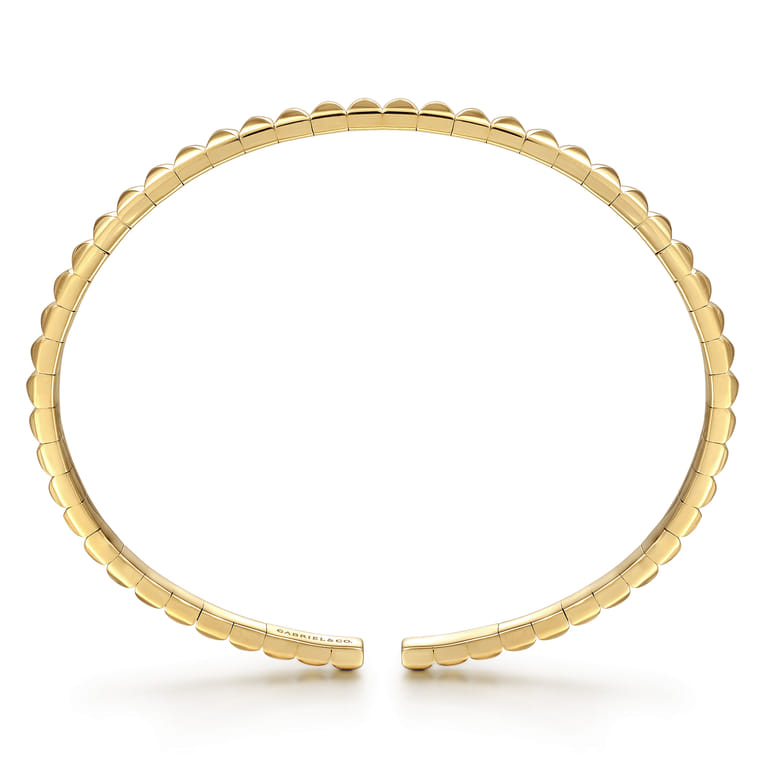 Demure - 14K Yellow Gold Pyramid Open Bangle Bracelet - Shot 3