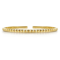 Demure - 14K Yellow Gold Pyramid Open Bangle