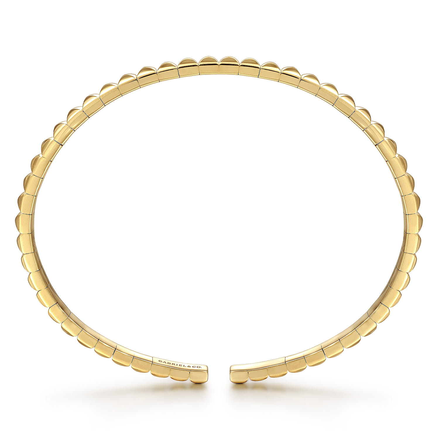 Demure - 14K Yellow Gold Pyramid Open Bangle - Shot 3