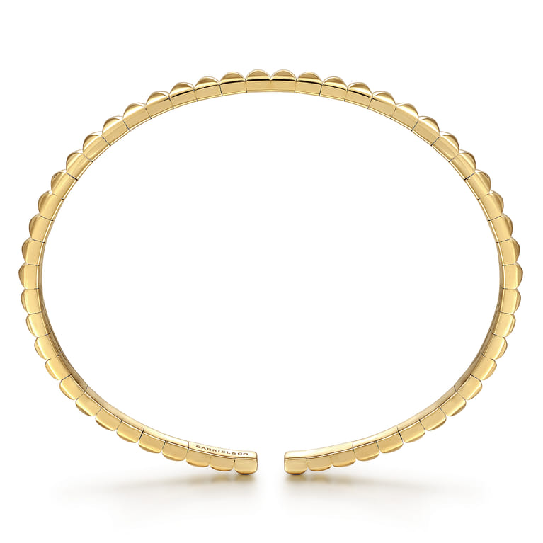 Demure - 14K Yellow Gold Pyramid Open Bangle - Shot 3