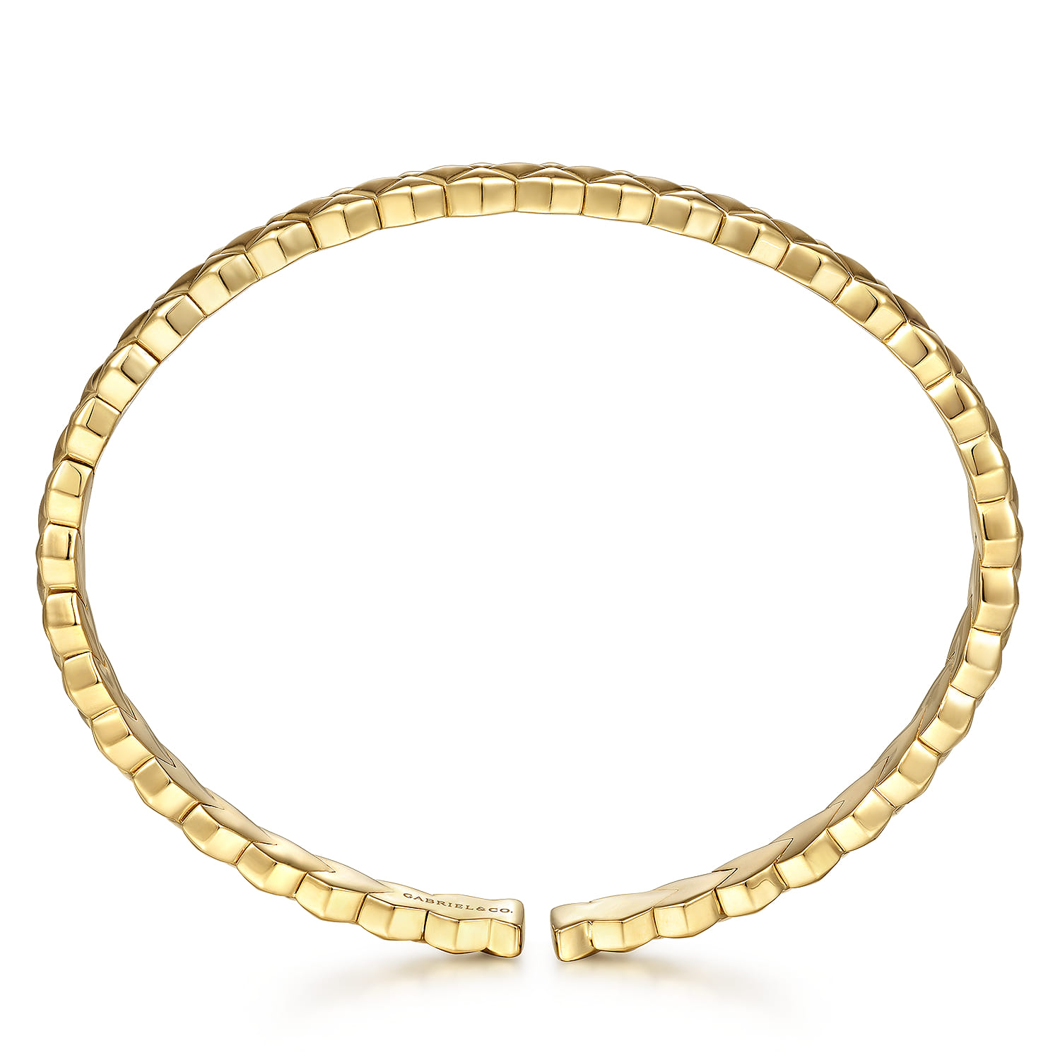 Demure - 14K Yellow Gold Quilt Pattern Cuff Bracelet - Shot 3