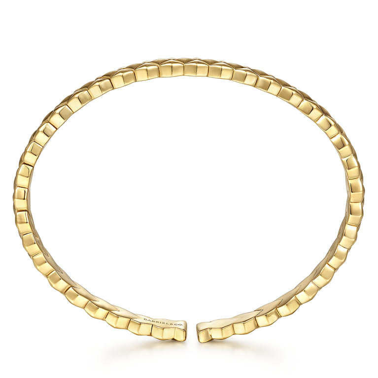 Demure - 14K Yellow Gold Quilt Pattern Cuff Bracelet - Shot 3