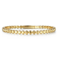 Demure - 14K Yellow Gold Round Disk Pattern Closed Bangle Bracelet