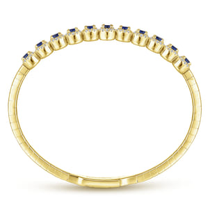 Demure - 14K Yellow Gold Round Sapphire and Diamond Halo Bangle
