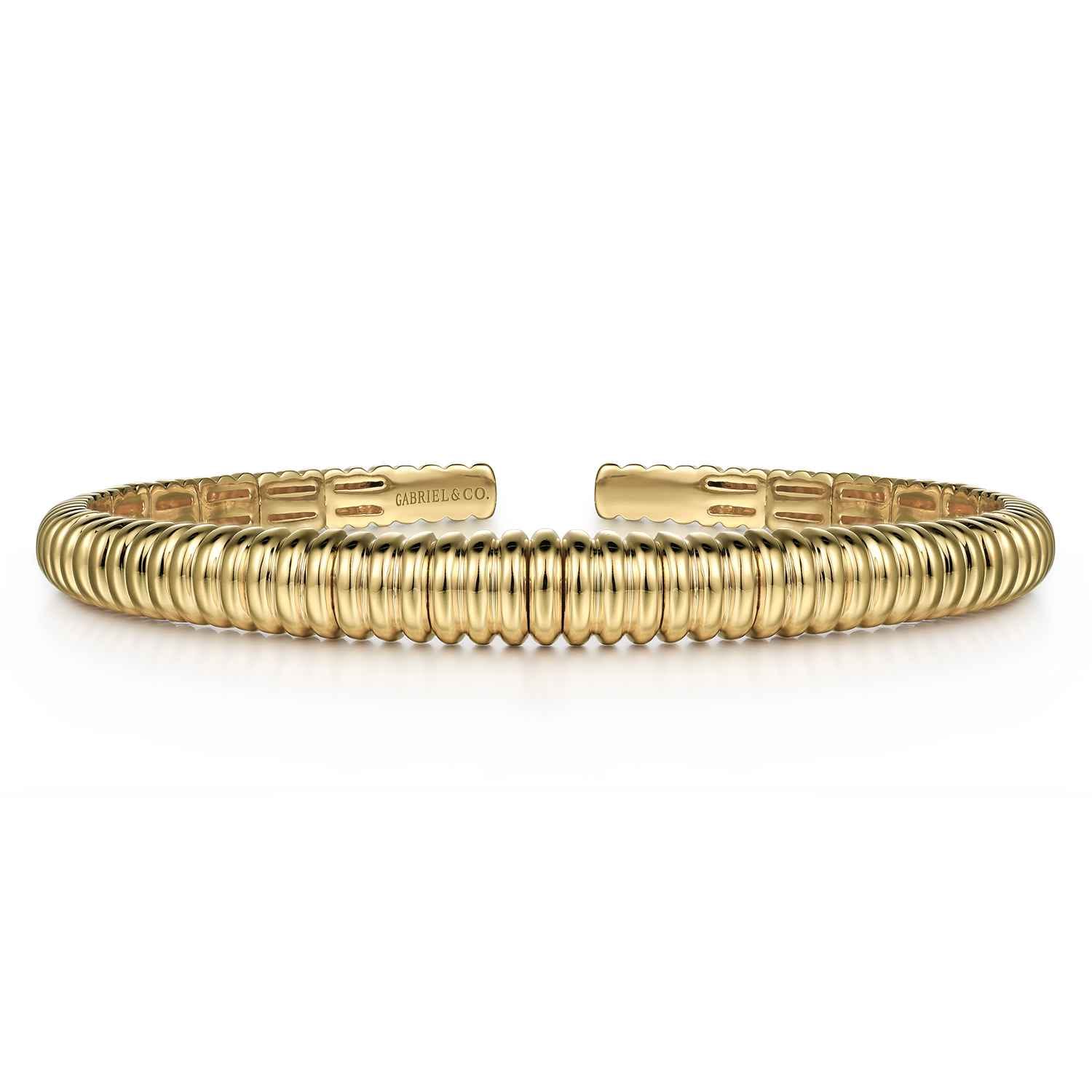 Demure - 14K Yellow Gold Shrimp Open Bangle - Shot 1