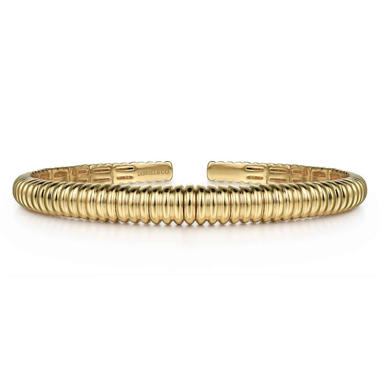 Demure - 14K Yellow Gold Shrimp Open Bangle - Shot 1