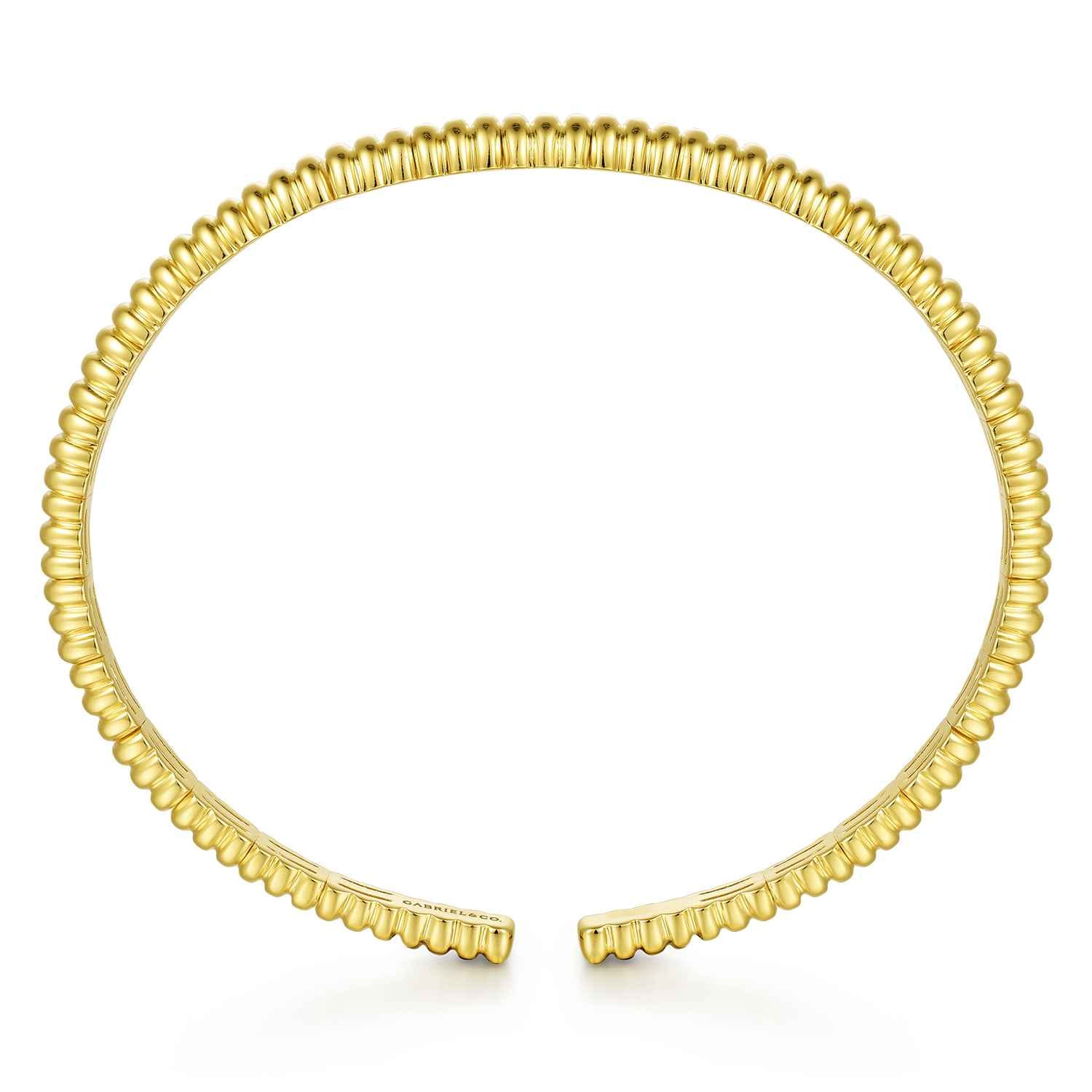 Demure - 14K Yellow Gold Shrimp Open Bangle - Shot 3