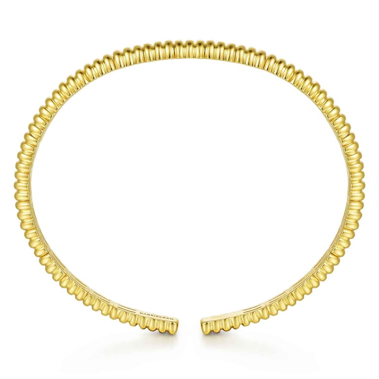 Demure - 14K Yellow Gold Shrimp Open Bangle - Shot 3