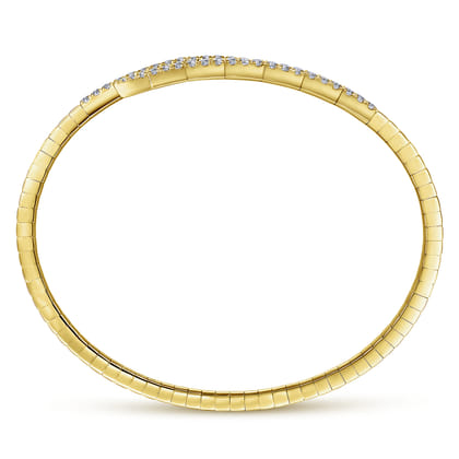 Demure - 14K Yellow Gold Split Bypass Diamond Bangle