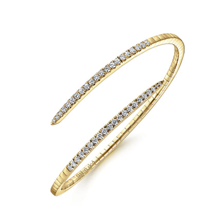 Demure - 14K Yellow Gold Split Bypass Diamond Bangle