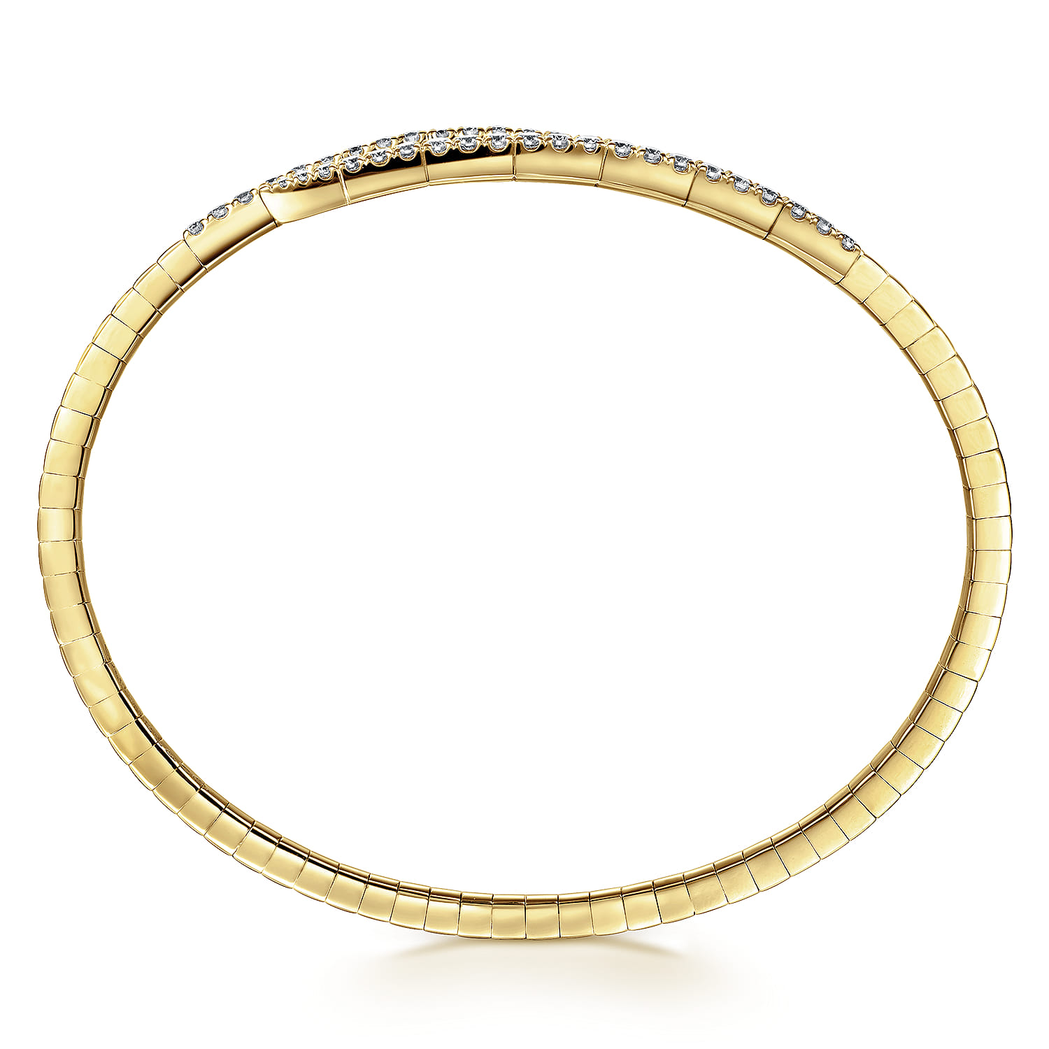 Demure - 14K Yellow Gold Split Bypass Diamond Bangle - 0.9 ct - Shot 3