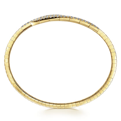 Demure - 14K Yellow Gold Split Bypass Diamond Bangle