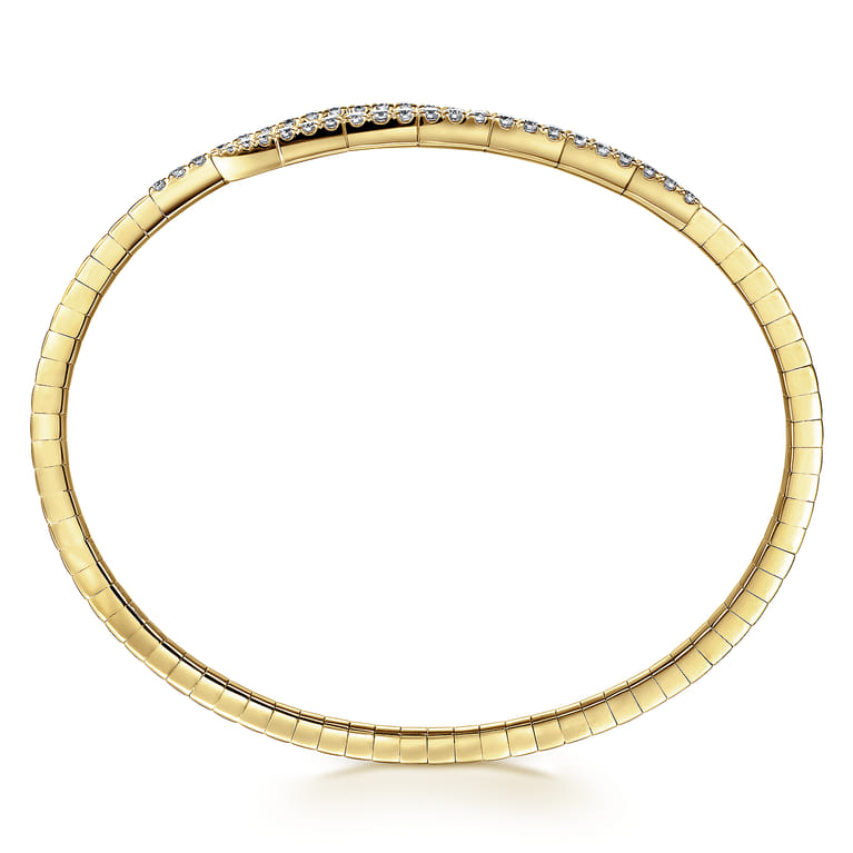 Demure - 14K Yellow Gold Split Bypass Diamond Bangle - 0.9 ct - Shot 3