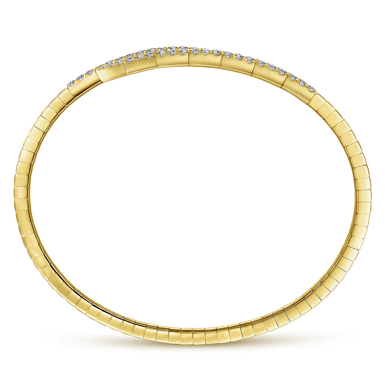 Demure - 14K Yellow Gold Split Bypass Diamond Bangle - 0.9 ct - Shot 3