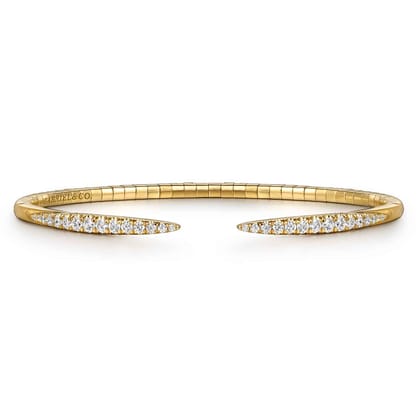 Demure - 14K Yellow Gold Split Diamond Spike Bangle Bracelet